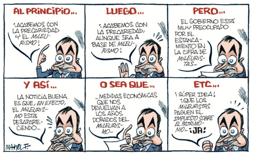 Viñeta de Manel Fontdevila para «Auge y caída»